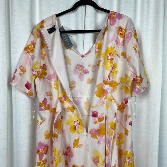 Lane Bryant Pink Floral Lena V Neck Midi Dress Sz.20W NWT - Picture 13 of 16